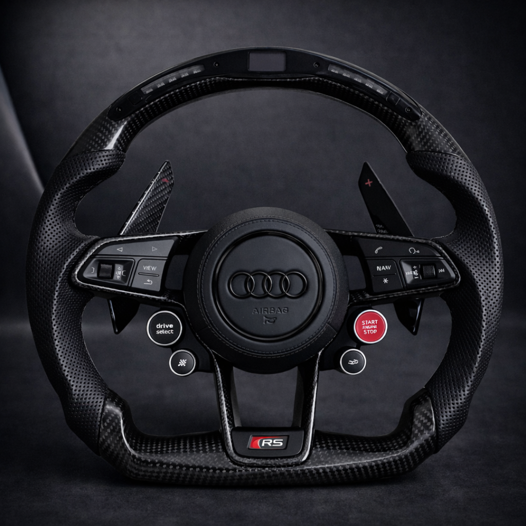 H&S Performances Lenkrad – für Audi– Carbon Edition mit LED-Anzeige & R8-Tasten