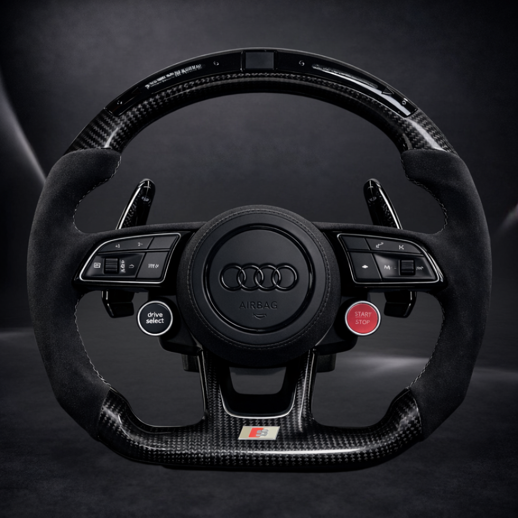 H&S Performances Lenkrad – für Audi – Carbon & Alcantara Edition mit LED-Anzeige & R8-Tasten