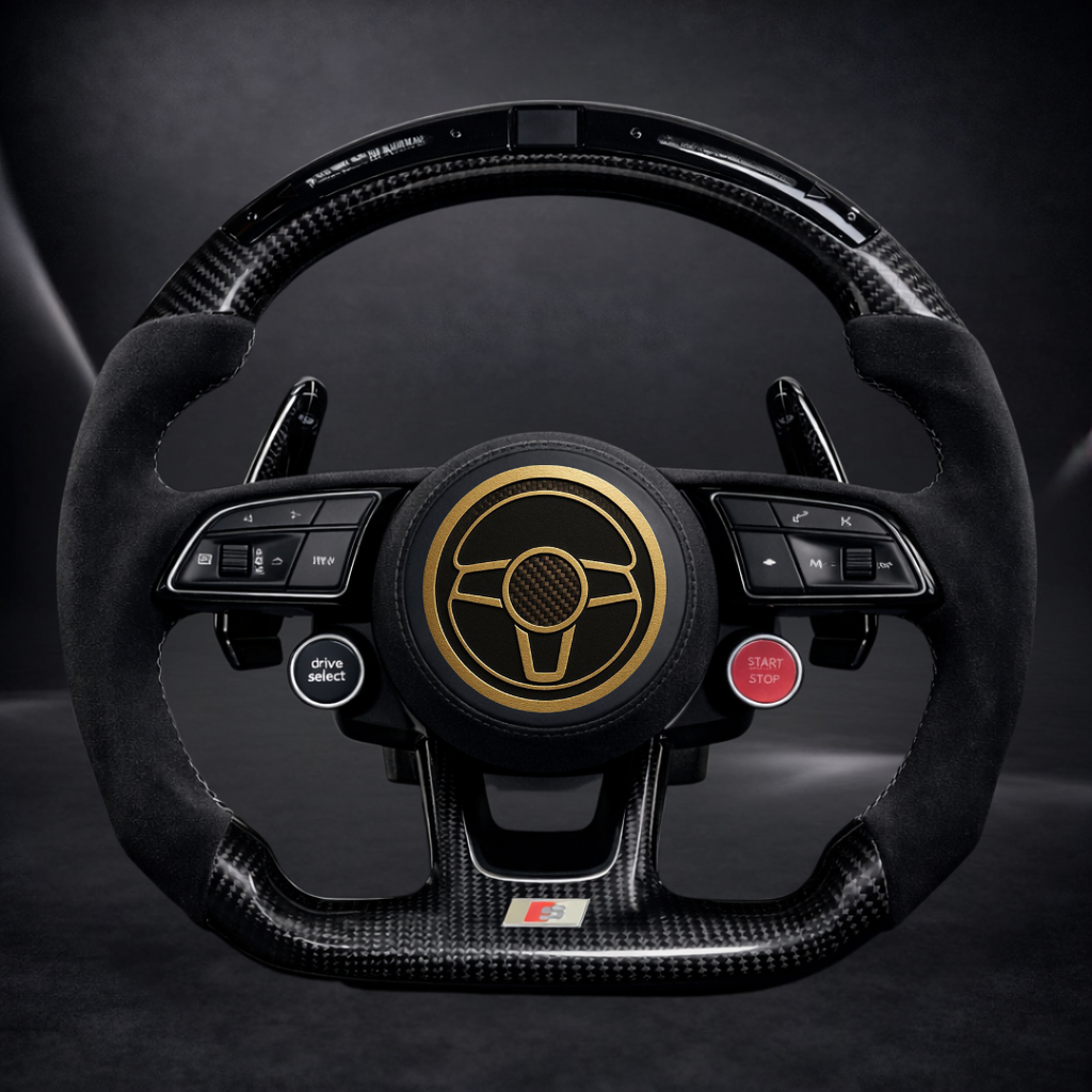 H&S Performances Lenkrad – für Audi – Carbon & Alcantara Edition mit LED-Anzeige & R8-Tasten